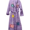 Jane Leeves Coffee Print Purple Bathrobe