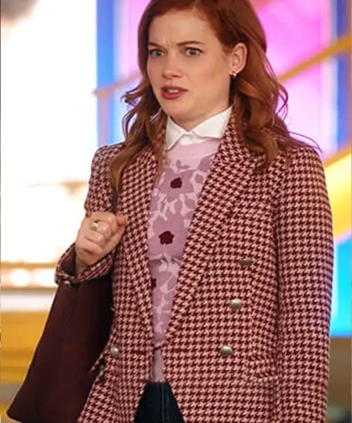 Jane Levy Zoey’s Extraordinary Playlist Pink Houndstooth Blazer