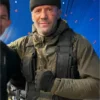 Jason Statham The Expendables 4 Green Jacket Front look