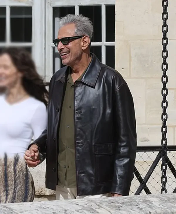 Jeff Goldblum Paris Fashion Week Leather Jacket