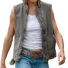 Jennifer Landon Yellowstone Denim Grey Fur Vest