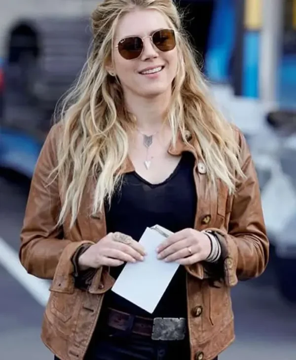 Jenny Big Sky Katheryn Winnick Brown Leather Jacket