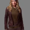 Jeri Ryan Seven Star Trek Picard Brown Jacket front look