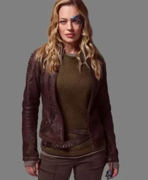 Jeri Ryan Seven Star Trek Picard Brown Jacket front look