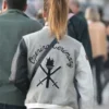 Jessica Alba Classic Opening Ceremony Gray Varsity Jacket back look