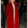 Jessica Bird Box Long Red Velvet Coat