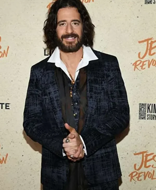 Jesus Revolution Jonathan Roumie Black Suit
