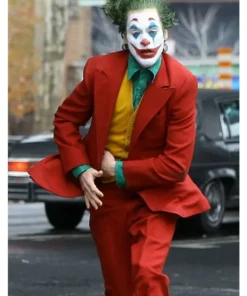 Joaquin Phoenix Joker Single Breasted Tuxedo Red Suit