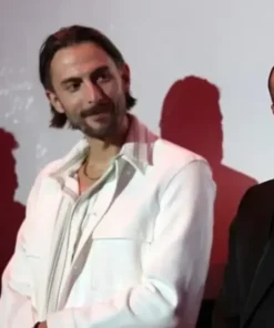 Joe Delfin Thanksgiving 2023 White Leather Jacket Side