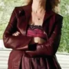 Joelle Carter Justified Maroon Leather Jacket