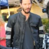 John Wick 2 Black Cafe Racer Leather White Striped Jacket