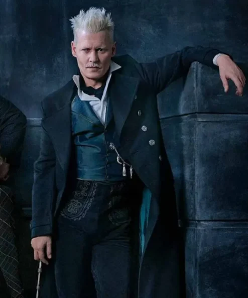 Johnny Depp Fantastic Beasts 2 Black Wool Trench Coat