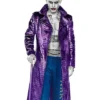 Joker Suicide Squad Crocodile Notch Collar Purple Leather Coat