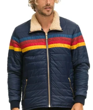 Jonathan Kent Superman and Lois Puffer Striped Sherpa Jacket