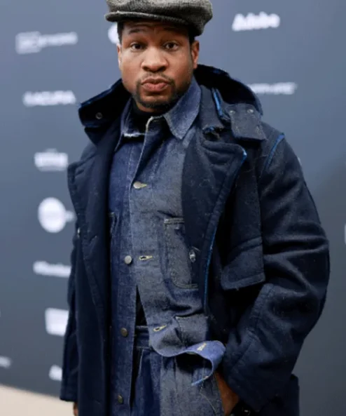 Jonathan Majors Magazine Dreams Blue Long Coat