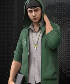 Josh Sauchak Watch Dogs 2 Green Hoodie Jacket