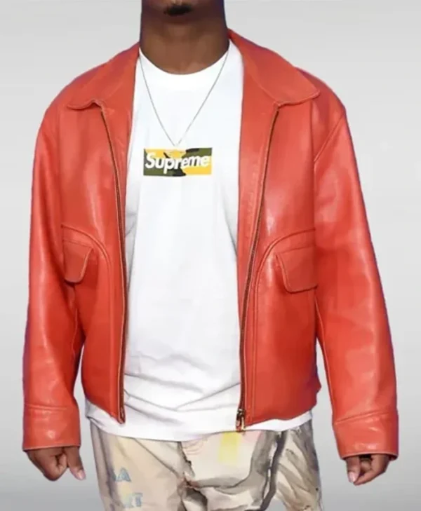 Juice Wrld American Rapper Orange Leather Jacket