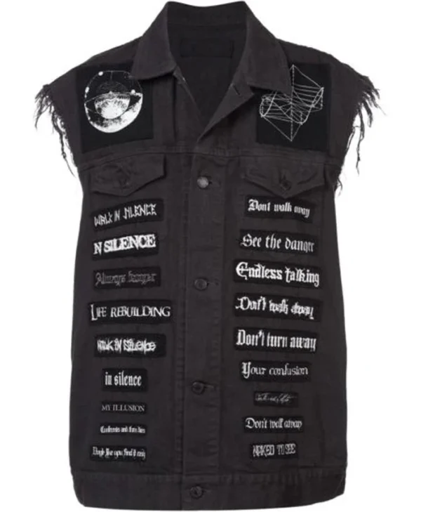 Juice Wrld Denim Patch Grey Vest