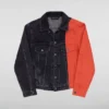 Juice Wrld Denim Two Color Jacket Black Orange