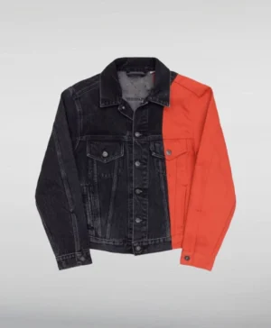 Juice Wrld Denim Two Color Jacket Black Orange
