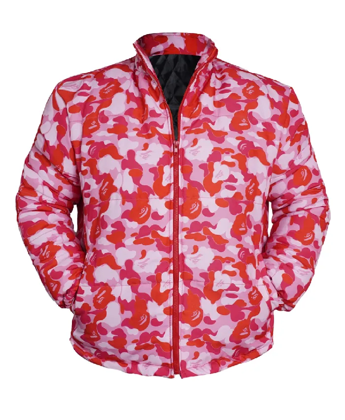 Juice Wrld Pink Camo Parachute Puffer Jacket