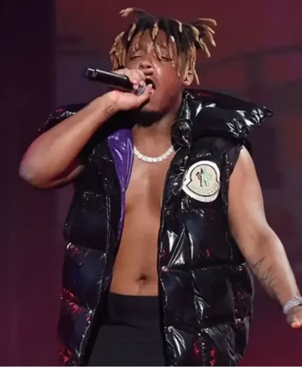 Juice Wrld Studded Puffer Black Vest