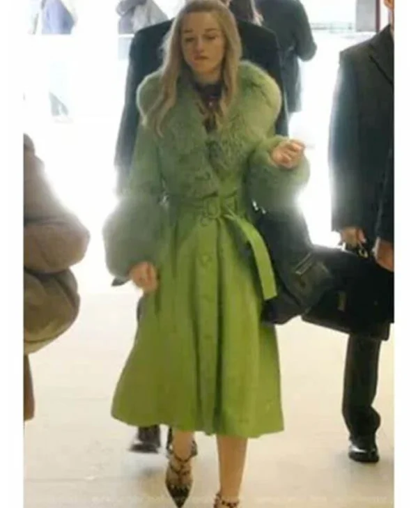Julia Garner Inventing Anna Season 01 Sherpa Fur Green Coat
