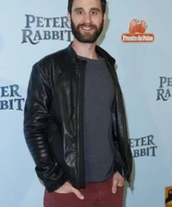 Jungle Cruise Sancho Award Show Black Leather Jacket