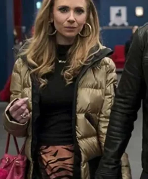 Juno Temple Ted Lasso S02 Gold Parachute Jacket