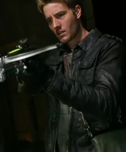 Justin Hartley Smallville Black Leather Jacket