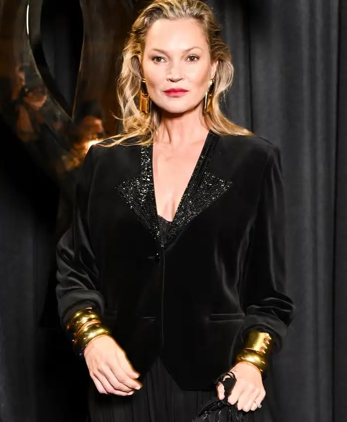 Kate Moss Paris Fashion Week Velvet Blazer