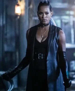 Kearran Giovanni Black Lightning Leather Sleeveless Coat