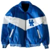 Kentucky Wildcats Blue and White 90’s Zip Leather Jacket