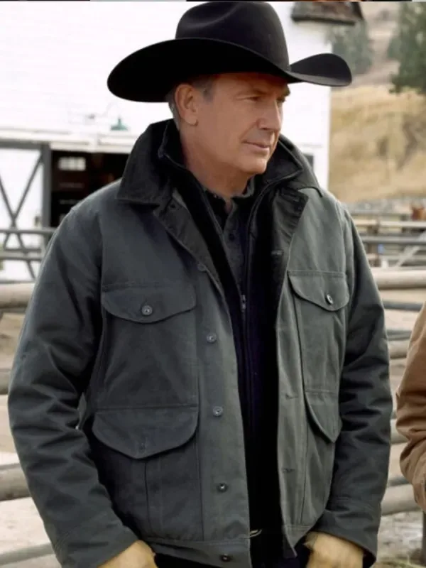 Kevin Costner Yellowstone S03 Black Suede Jacket