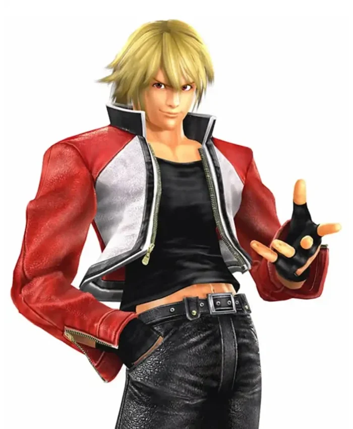King of Fighters XIV Rock Howard White and Red Leather Jacket