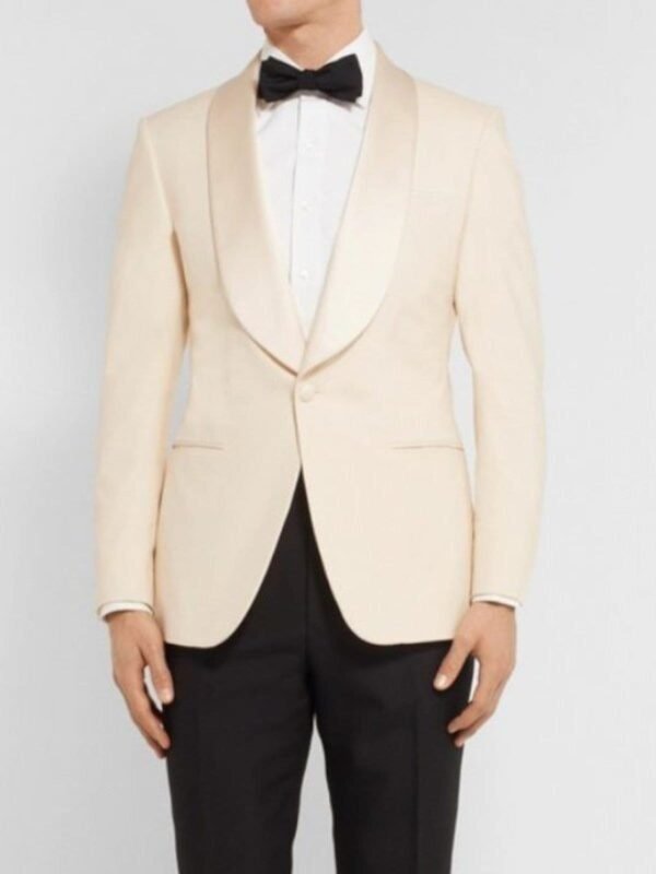 Kingsman Eggsy Ivory Cotton Tuxedo Blazer