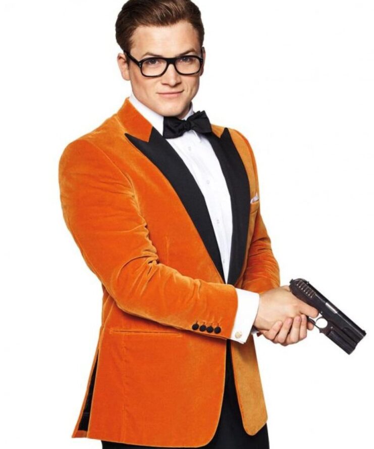 Kingsman The Golden Circle Taron Egerton Orange Tuxedo Suit