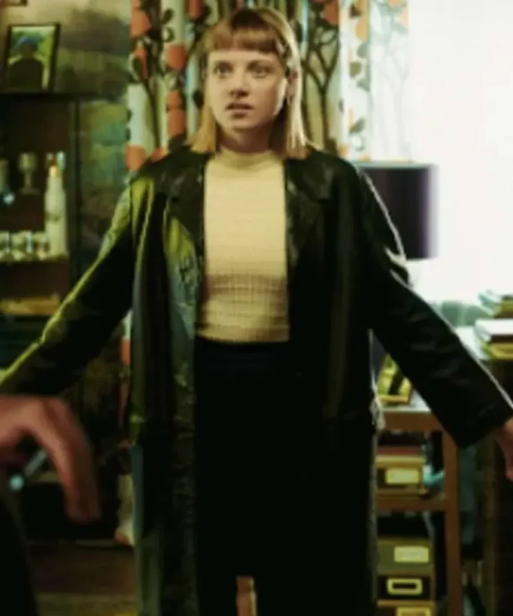 Kleo S02 Jella Haase Black Leather Coat