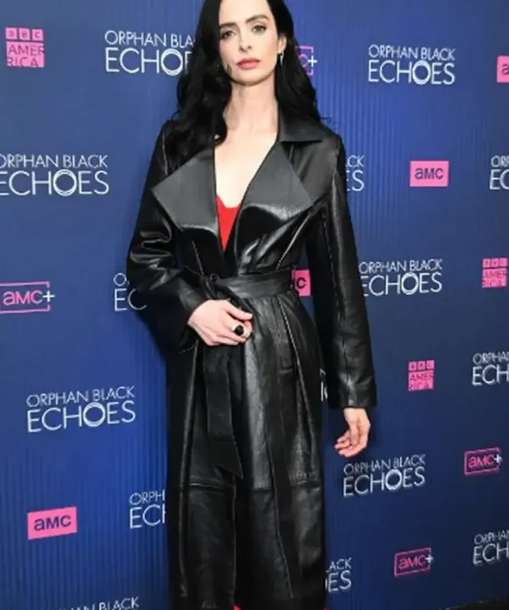 Krysten Ritter Orphan Black Echoes Black Leather Coat