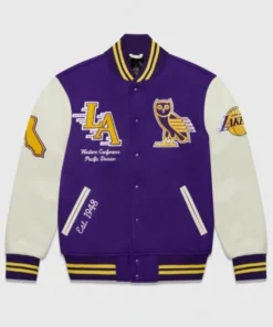 LA Lakers OVO Purple Varsity Jacket
