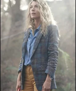 La Brea Eve Harris Blue Wool-Blend Plaid Blazer