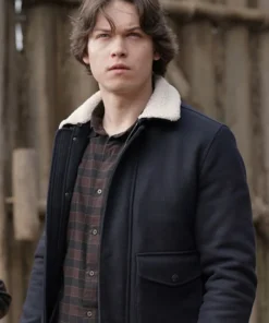 La Brea S01 Jack Martin Sherpa Collar Black Wool Jacket