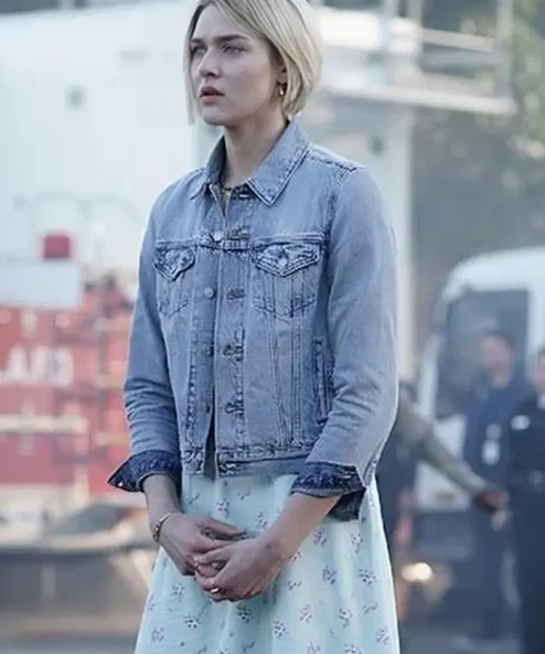 La Brea Zyra Gorecki Blue Cropped Denim Jacket