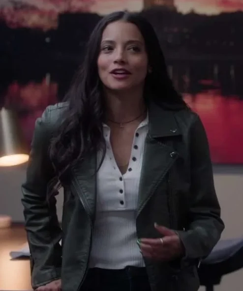 Lacey Quinn Found 2023 Green Biker Leather Jacket