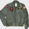 Lady Gaga Top Gun Green Flight Cropped Bomber Cotton Jacket Full