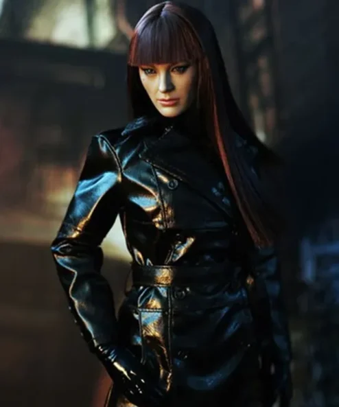 Laurie Jupiter Watchmen Malin Akerman Black Leather Coat