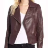Leslie Larr Superman and Lois Brown Biker Leather Jacket