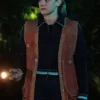 Lili Reinhart Riverdale S04 Brown Leather Vest front look