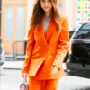 Lily Collins Emily In Paris S03 Orange Suit