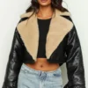 Lioness Off Duty Black Leather Shearling Jacket